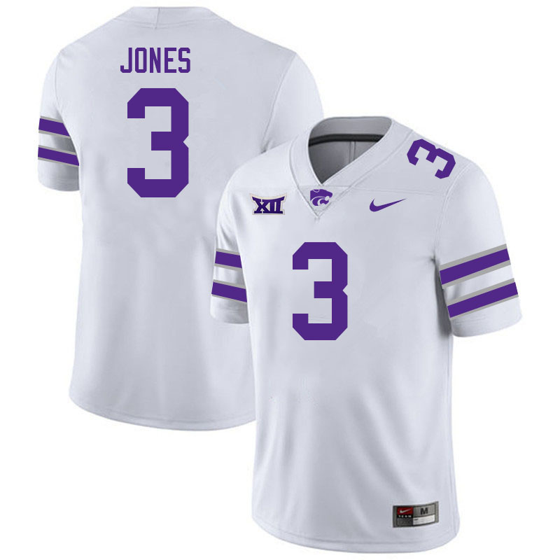 #3 Darell Jones Kansas State Wildcats Fotball Jerseys Stitched Sale-White